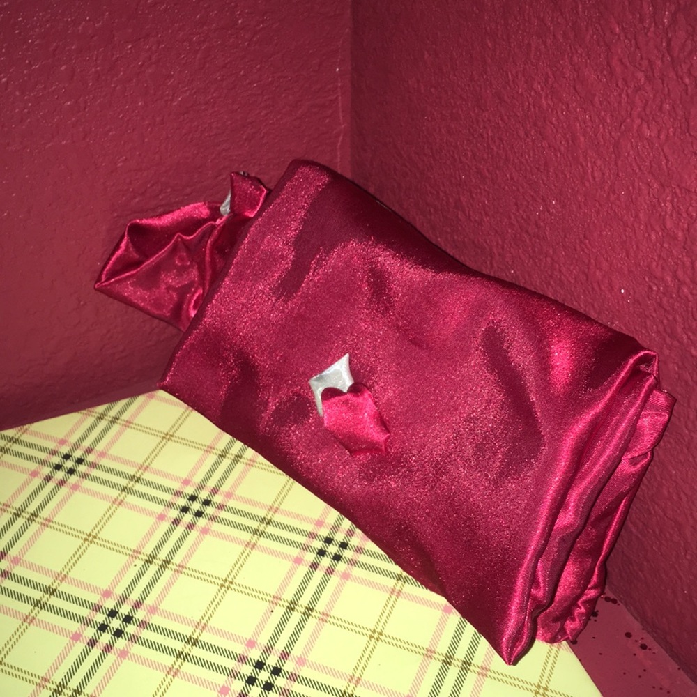 Ruby silk makeup clutch by Doodlez